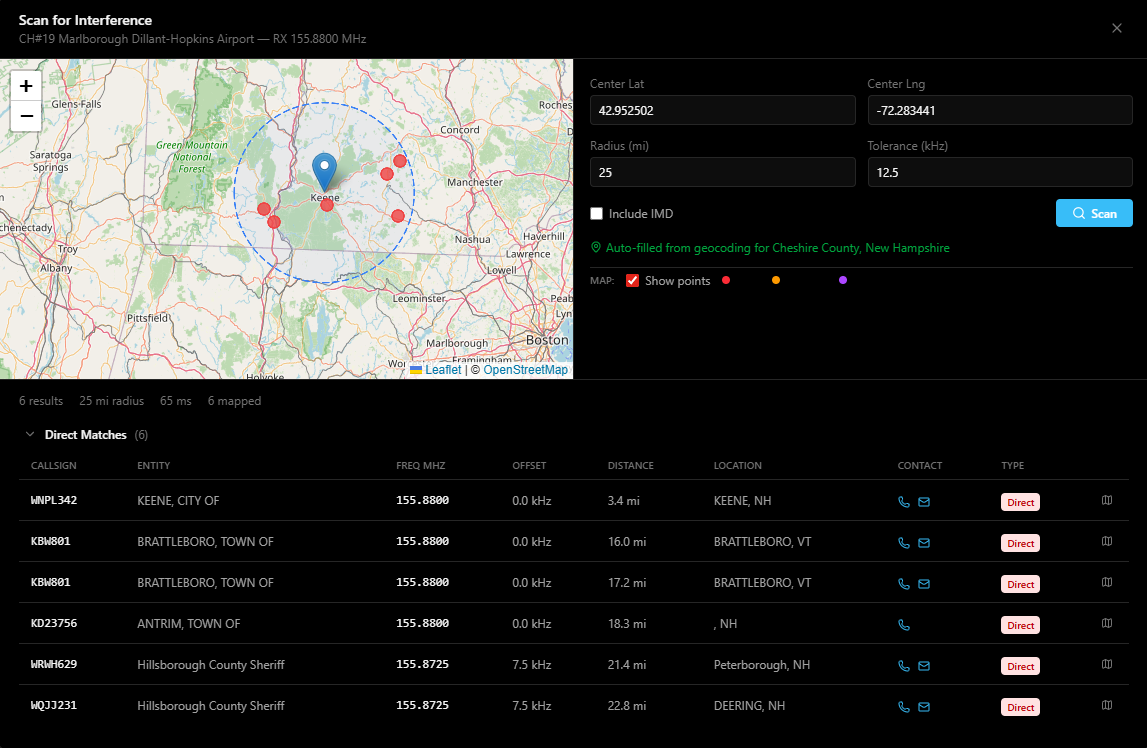 Scan for interference tool