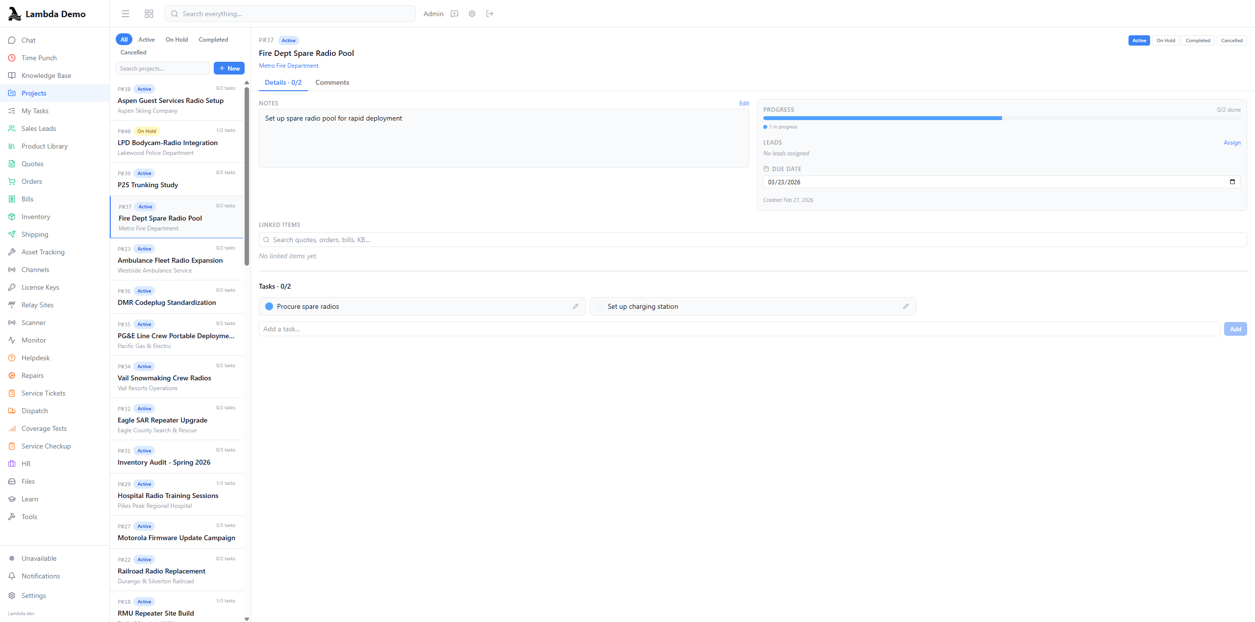 Project management view